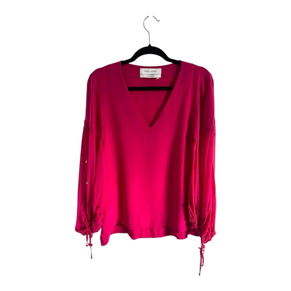 Prabal Gurung Silk Pink Blouse Balloon Sleeves, size 6